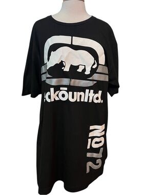 Ecko Unlimited Black Tee with Silver Rhino Logo